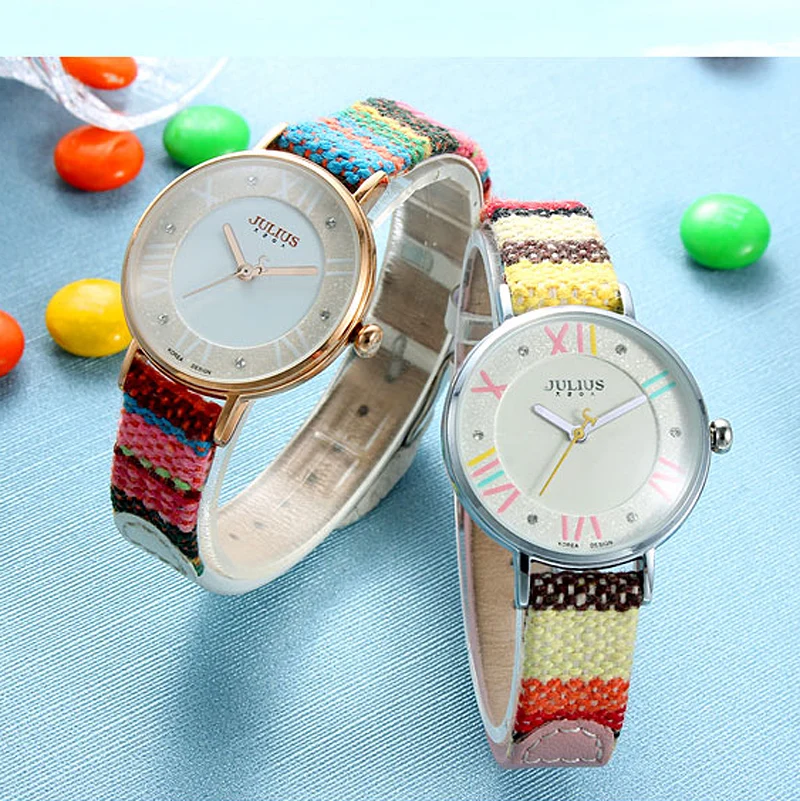 Bohemia Tweed Drama Julius Women's Watch Japan Quartz Hours Clock Fine Fashion Dress Leather Bracelet Girl Birthday Gift Box 924 |