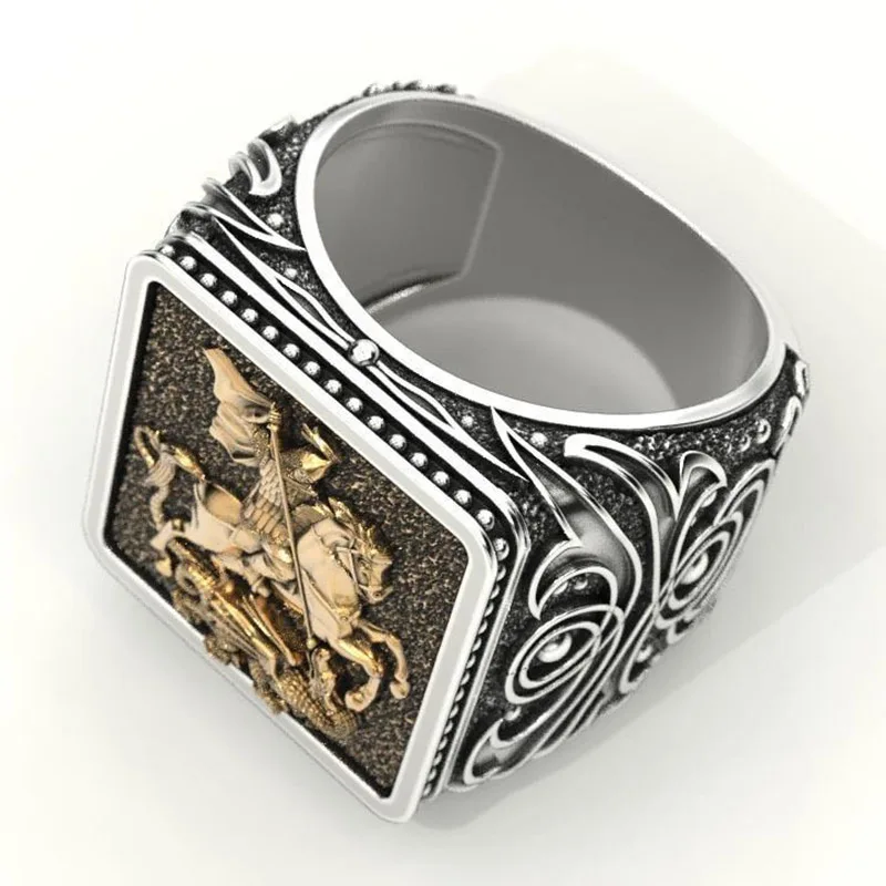 Готический Нежный воин дракон мужское кольцо хип хоп панк солдат военный значок