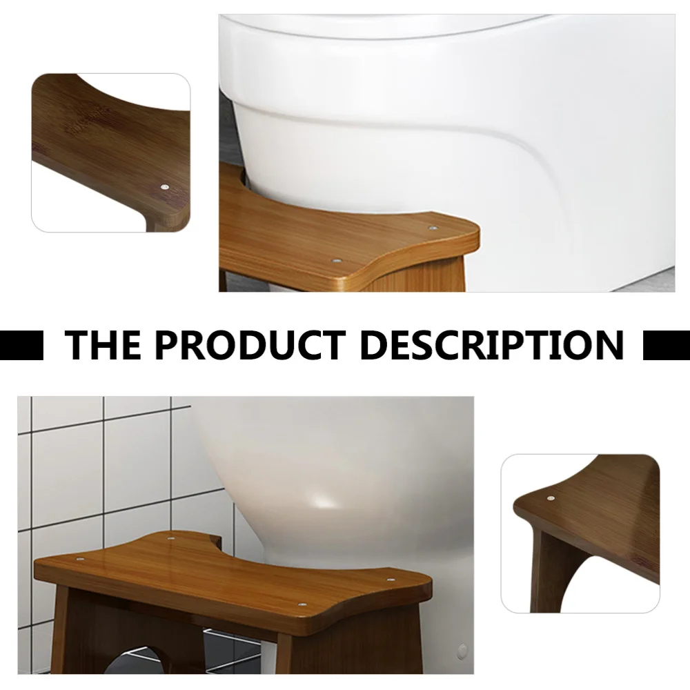 

1pc Toilet Stool Bathroom Footstool Wooden Step Stool Children Standing Stool