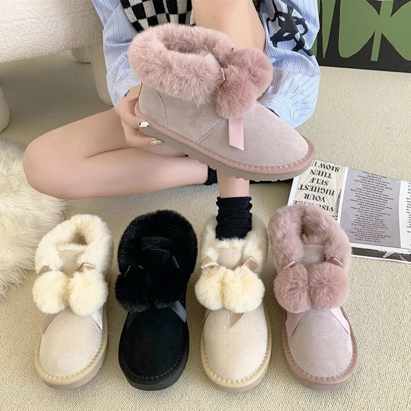 

2021 Winter Shoes Women Boots Warm Winter Plush Snow Boots Female Platform Flat Slip-On Ankle Boots Ladies Casual Shoes Winter