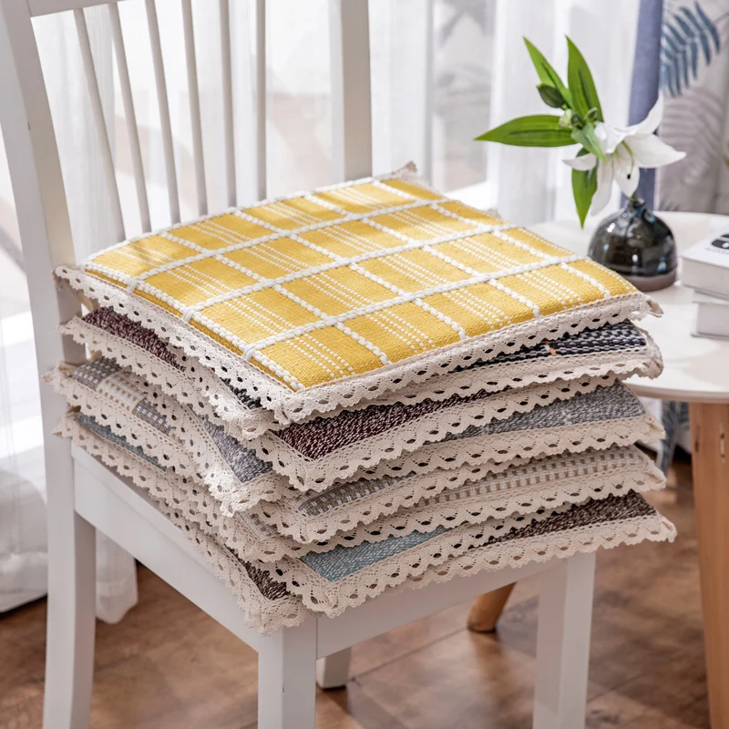 

New Modern Square Cushion Knitted Breathable Plaids For Chair Stool Seat Office Thick D1