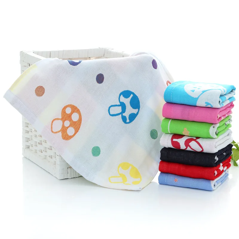 Хлопковое квадратное полотенце трехслойное маленькое для детского сада