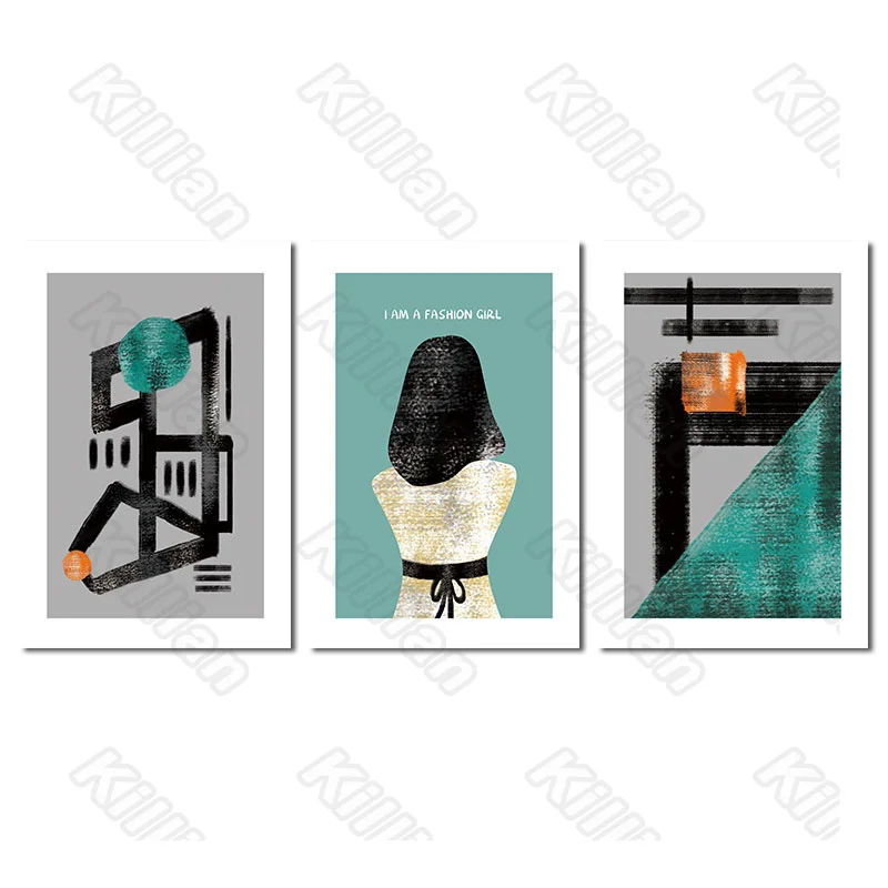

Cool Colors Ink Style Fashion Girl Frameless Poster Home Bedroom Decorative Living Room Canvas Painting Hd Print Poster