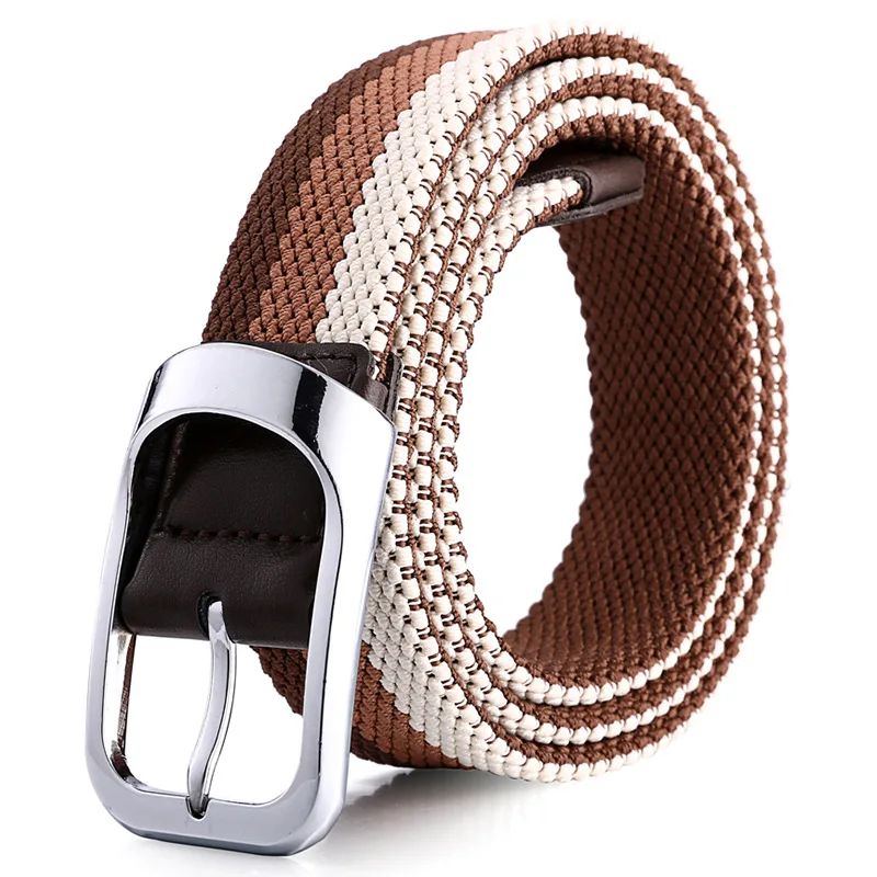 

Belt Men's Fashion Two-tone Woven Canvas Belts for Women Elastic Fabric Comfortable Casual Style Belt Unisex