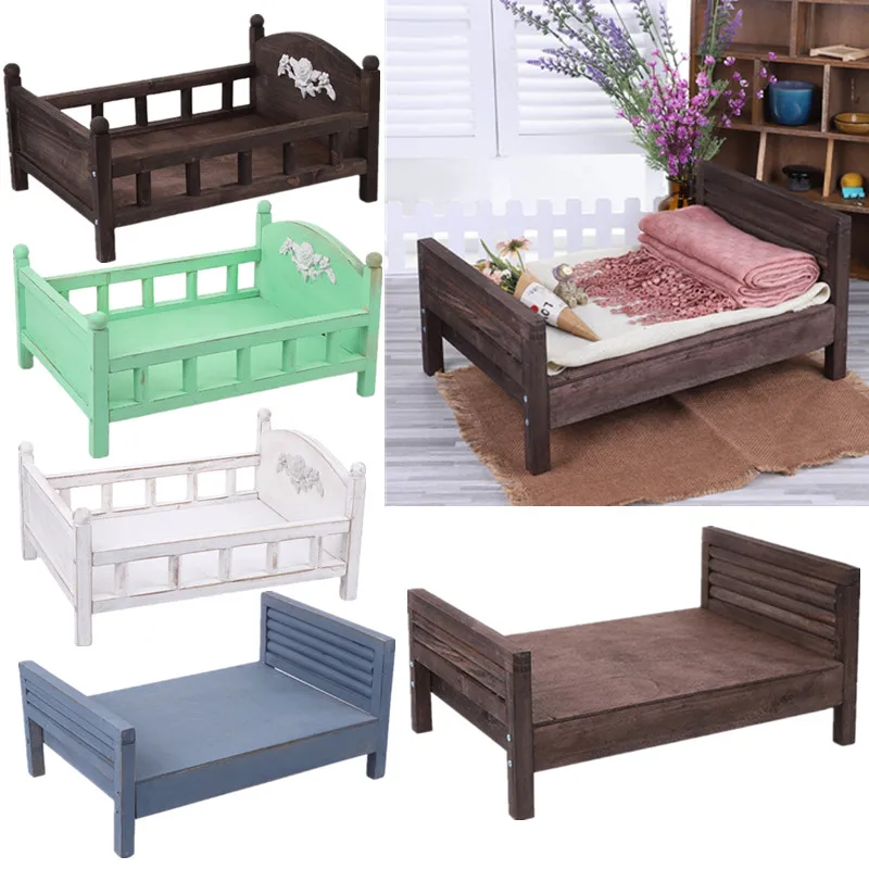 

Newborn Photograph Props Bed Vintage Detachable Mini Wooden Baby Bed Infant Crib Furniture For Studios Photo Shooting Accessori