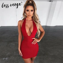 Женское трикотажное платье Lessverge облегающее мини с глубоким v