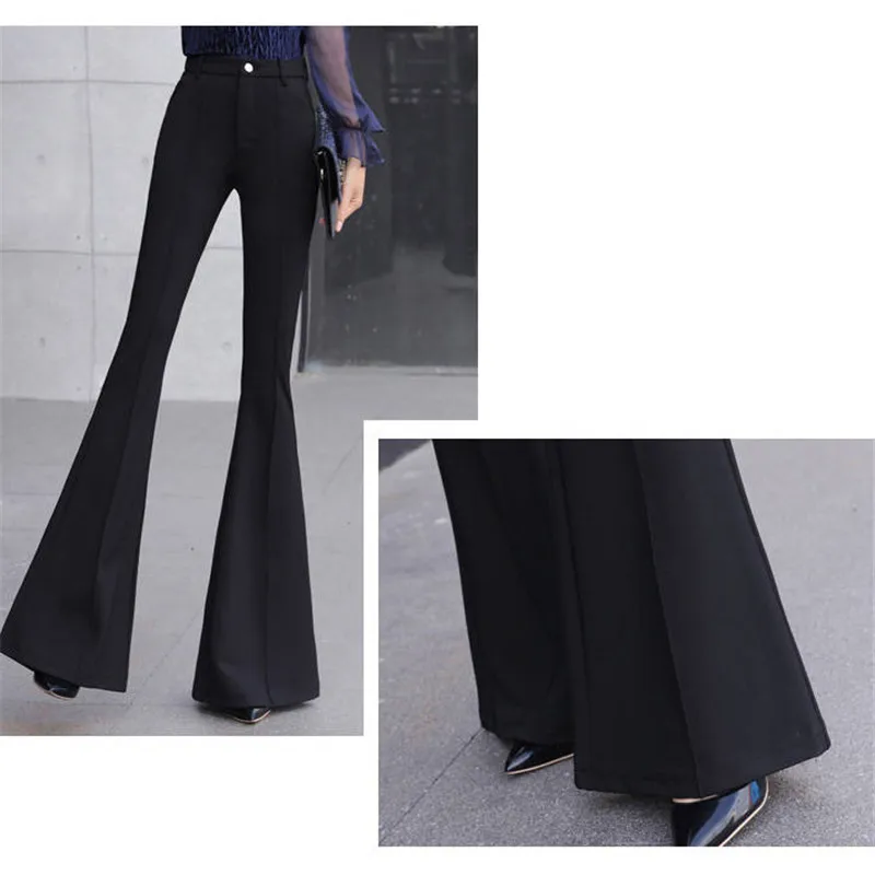Мама повседневные Черные длинные широкие брюки женские весенние с высокой