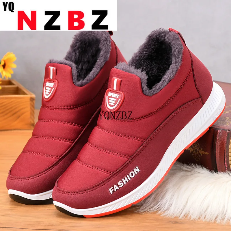 

Women Winter Boots Ladies Snow Boots Slip on Ankle Botas Men's Non Slip Plush Fur Shoes Keep Warm Casual Shoes Plus Size 36-44