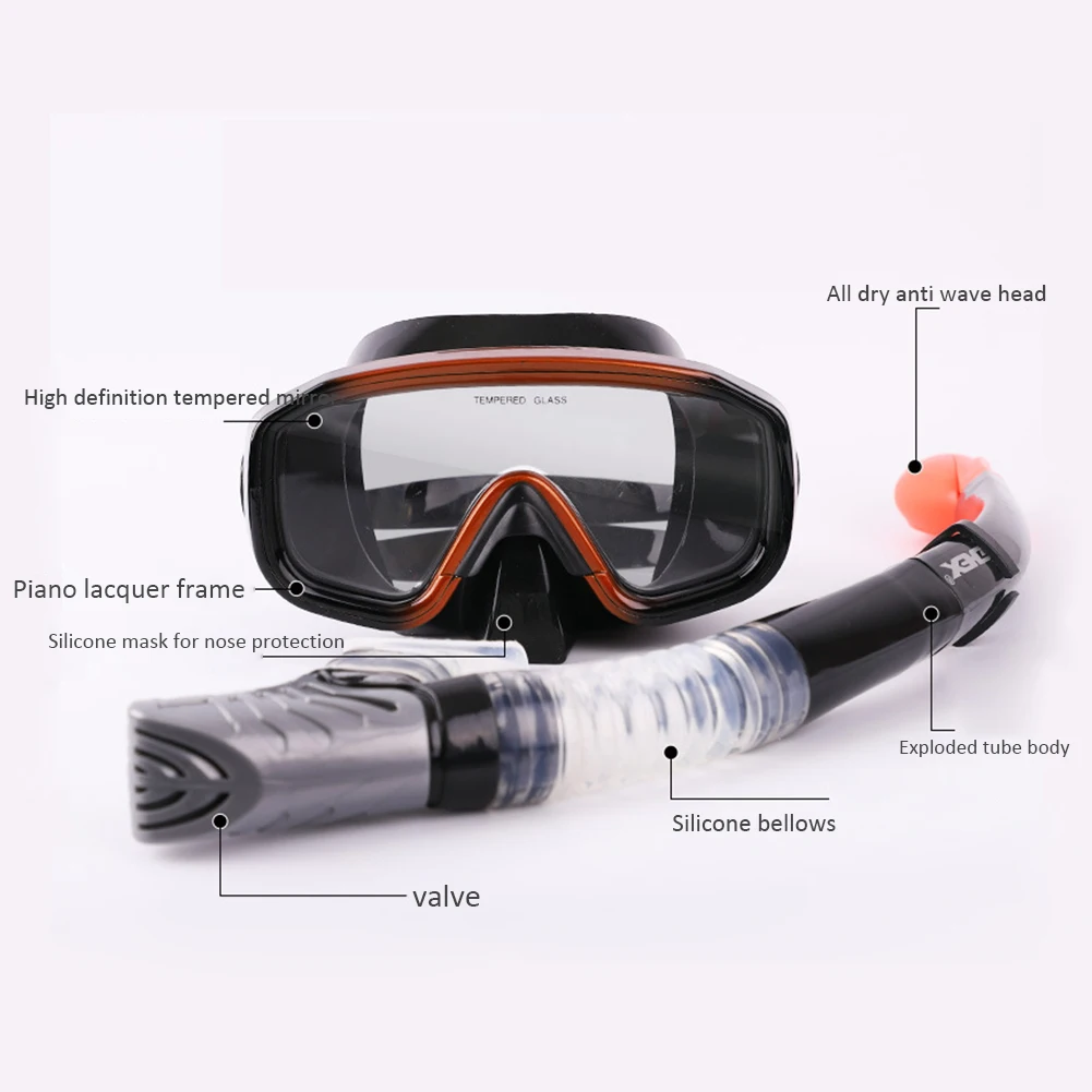 

Scuba Diving Mask Strap Adjustable Snorkeling Swimming Goggles Snorkel Underwater+Breathing Tube Set Snorkeling Equipment