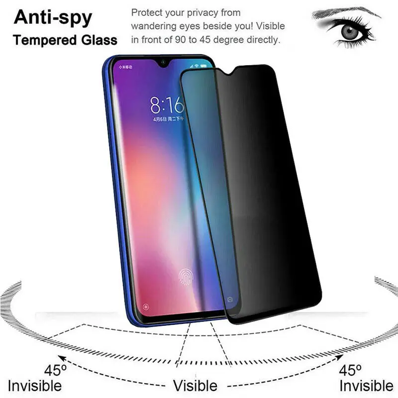 Rsionch 9D антишпионское закаленное стекло для Xiaomi Redmi Note 7 8 K20 Pro защита экрана на Redmi 8 K20 Pocophone F1