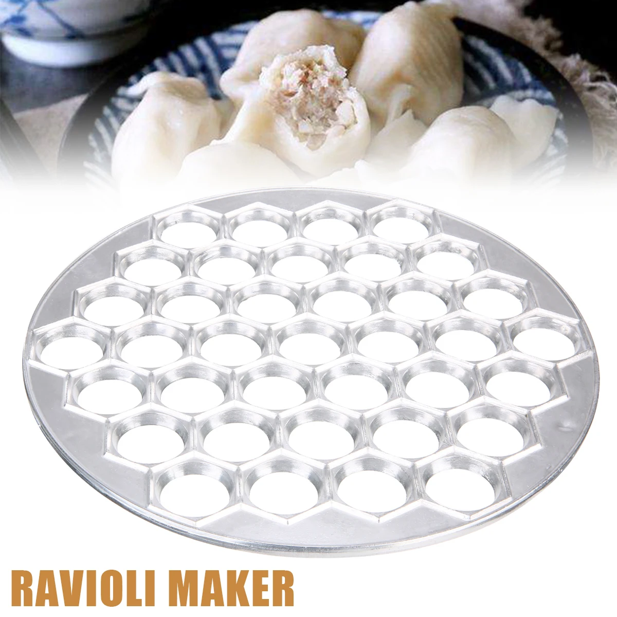 

37 Cavity Ravioli Press Maker Aluminum Dumpling Ravioli Maker Molds Kitchen DIY Pastry Dumpling Pressure Gadget Reusable