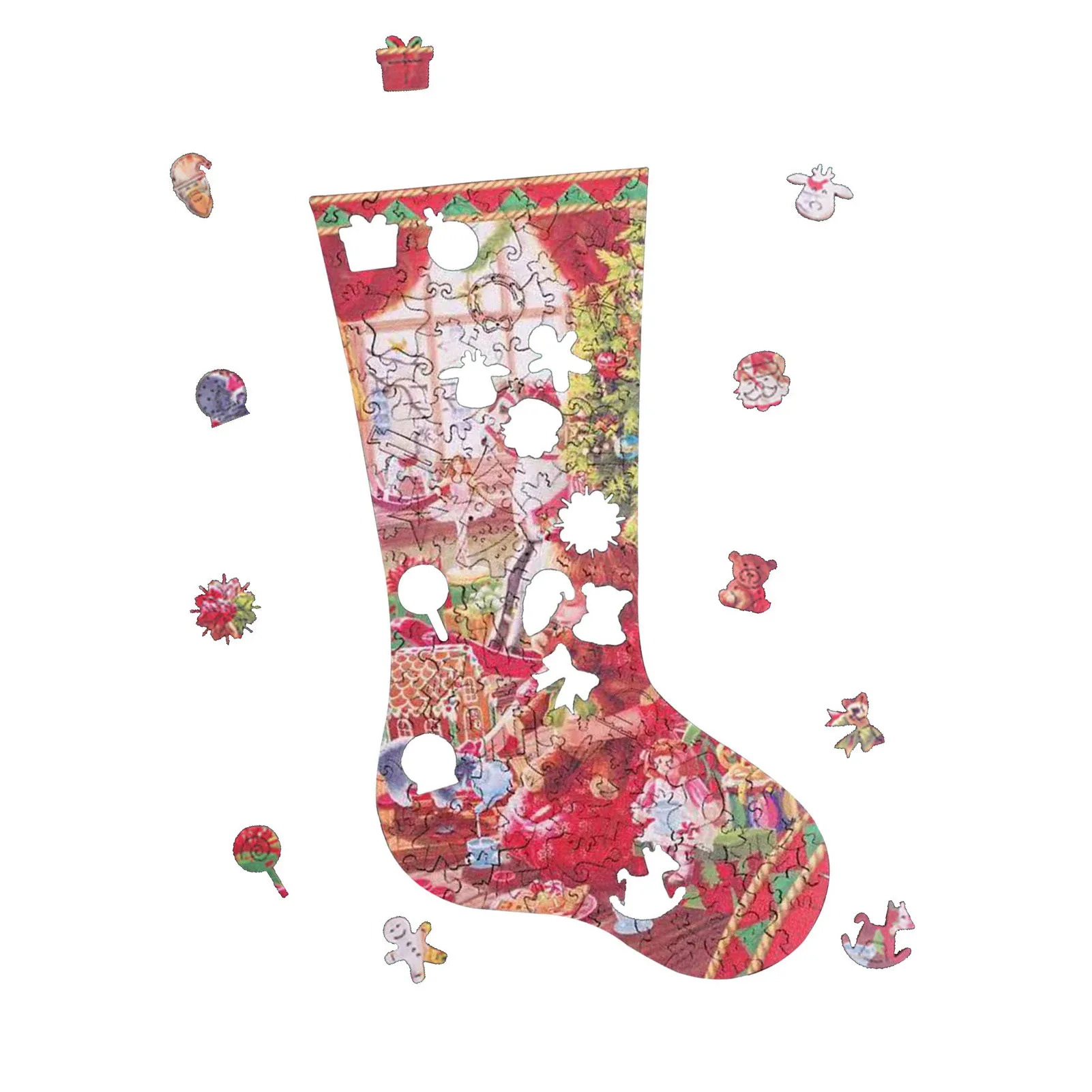 

Деревянные пазлы уникальной формы, детали, лучший подарок, рождественский носок, пазл для взрослых и детей, Обучающие Подарочные игры