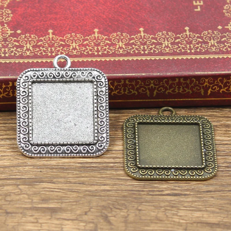 

3pcs Cabochon Base Fit Setting Fashion 20mm Inner Size Antique Bronze Silver Color Square Style DIY Jewelry Making Findings