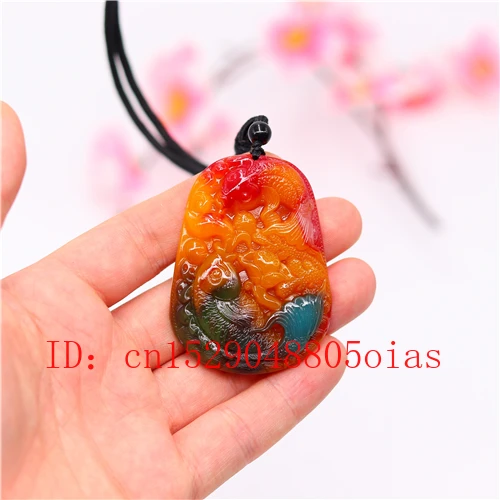 Ожерелье с подвеской в виде карпа из нефрита натурального цвета китайские