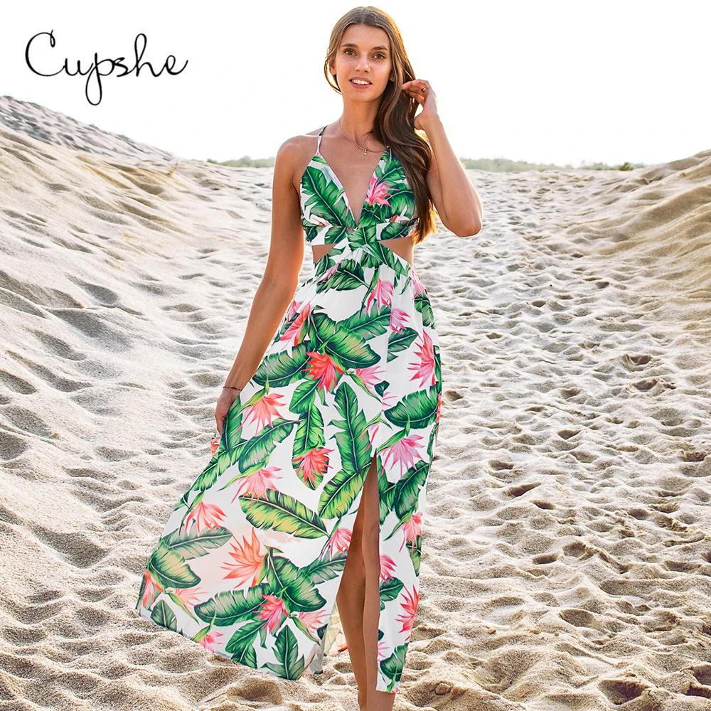 CUPSHE птица рая платье миди с открытой спиной Женские сексуальные v-образным