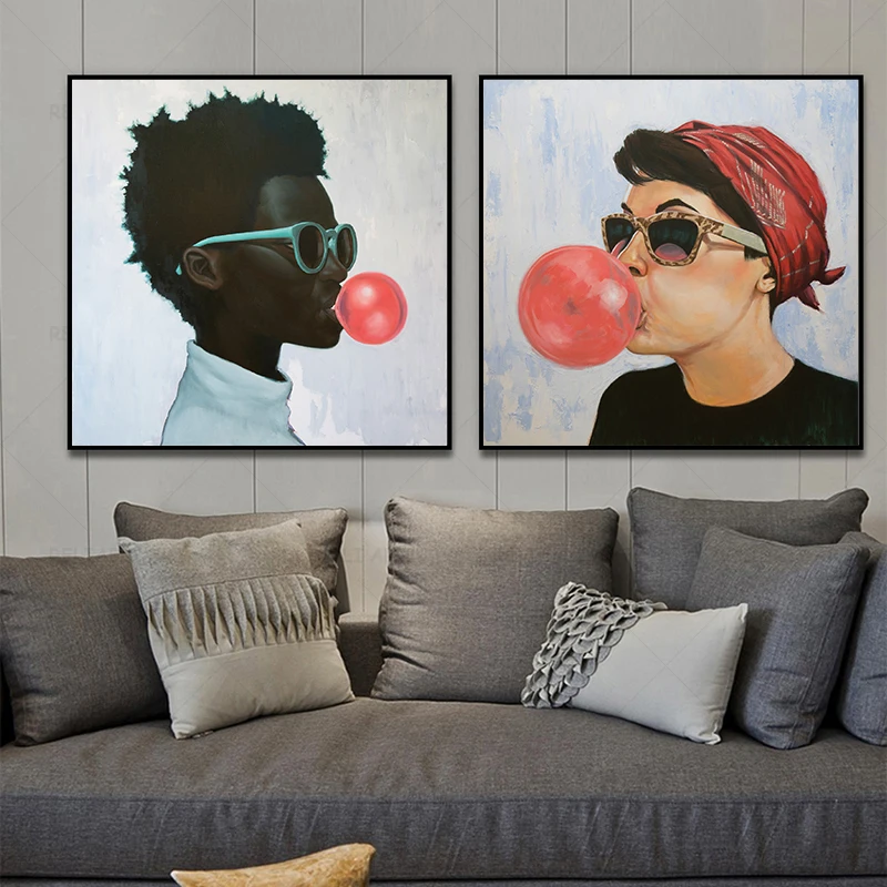 

Картина маслом на холсте, черная африканская жвачка-пузырь