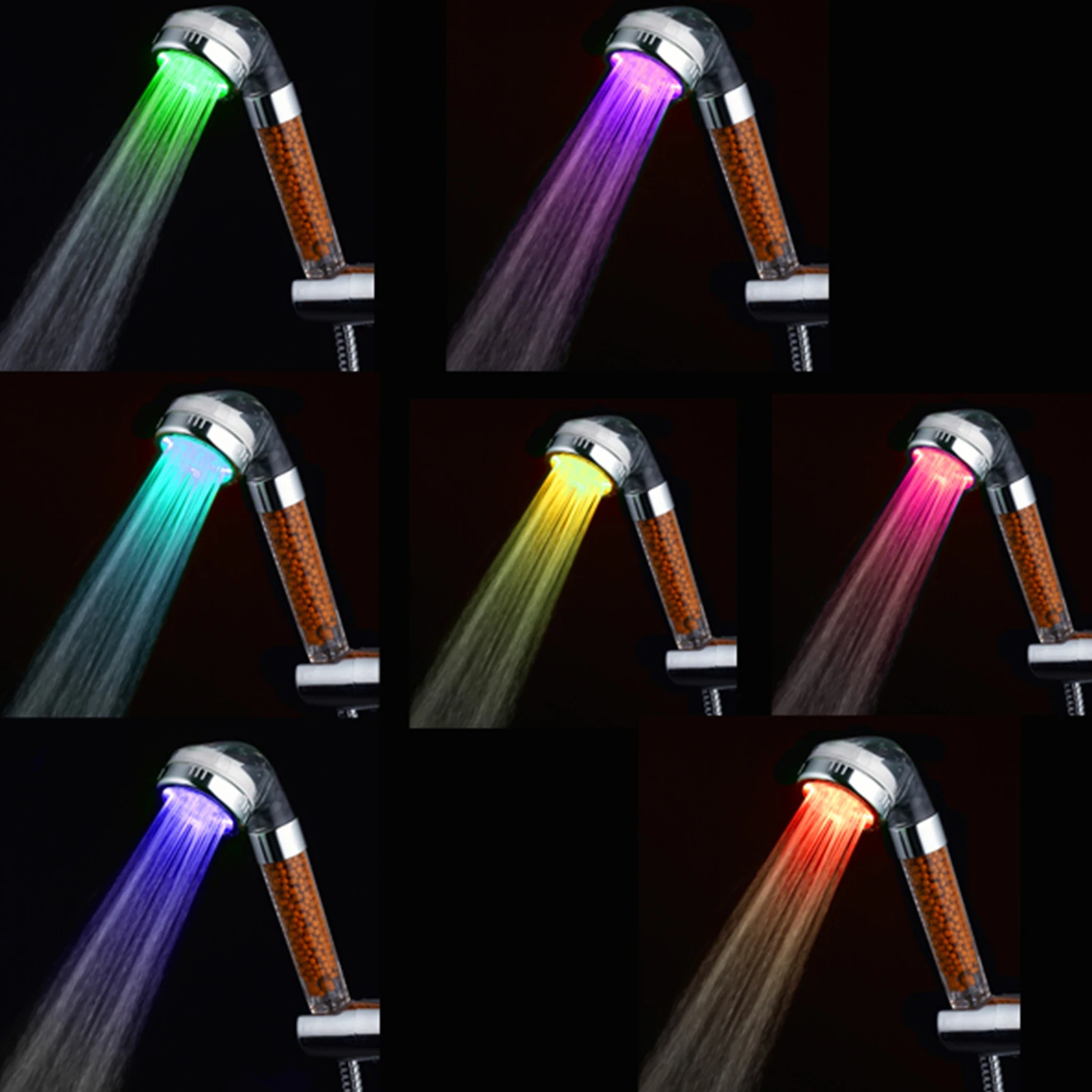 

LED Shower Head with Filter 3/7 Colors Light Changing Handheld Showerhead G1/2 Bath Shower Head Replacement Bathroom Accessories