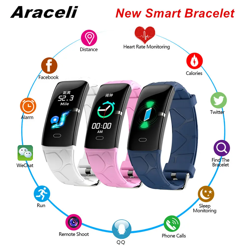 2020 спортивный смарт браслет водонепроницаемый цветной экран измеритель