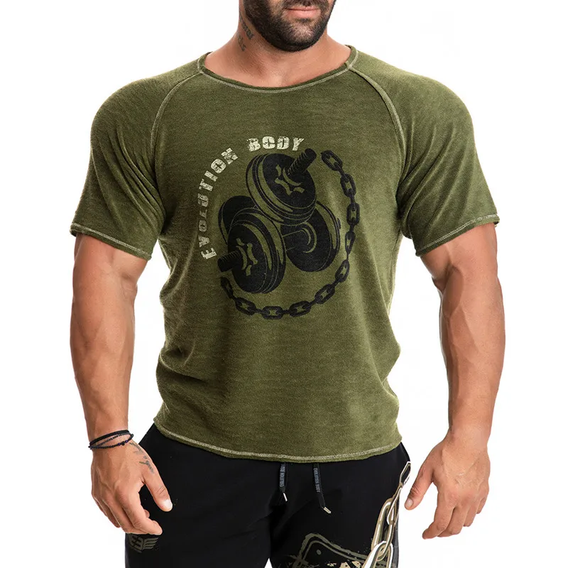 

Летняя мужская футболка, свободная дышащая сетчатая футболка, повседневные футболки с круглым вырезом и принтом, топы для мужчин Gyms