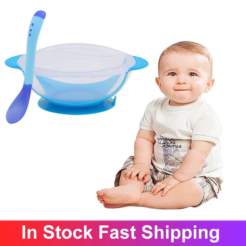 

Детская чаша с термочувствительной ложкой, набор для обучения, с присоской, для кормления детей