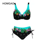 HOMGAO женский купальник с принтом пуш-ап, комплект бикини из двух предметов, сексуальный купальник с V-образным вырезом и высокой талией, танкини, пляжный купальный костюм 2XL-5XL