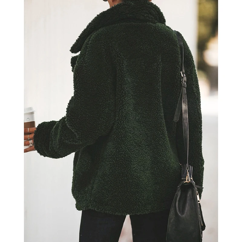 Женская куртка на молнии с карманами элегантная Толстая теплая флисовая из