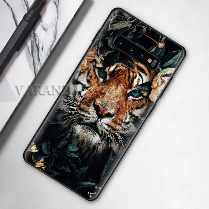 

Tiger Lion Art Cases for Samsung Galaxy S20 Ultra S10 5G S10e S9 S8 Plus Note 10 Lite 9 Black Soft Cover Coque