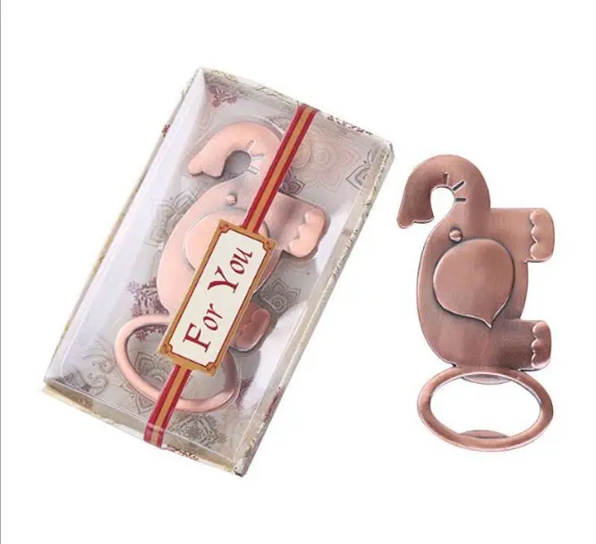 

60pcs/lot Lucky Golden Elephant Bottle Opener Gold Wedding Favors Party Giveaway Gift For Guest