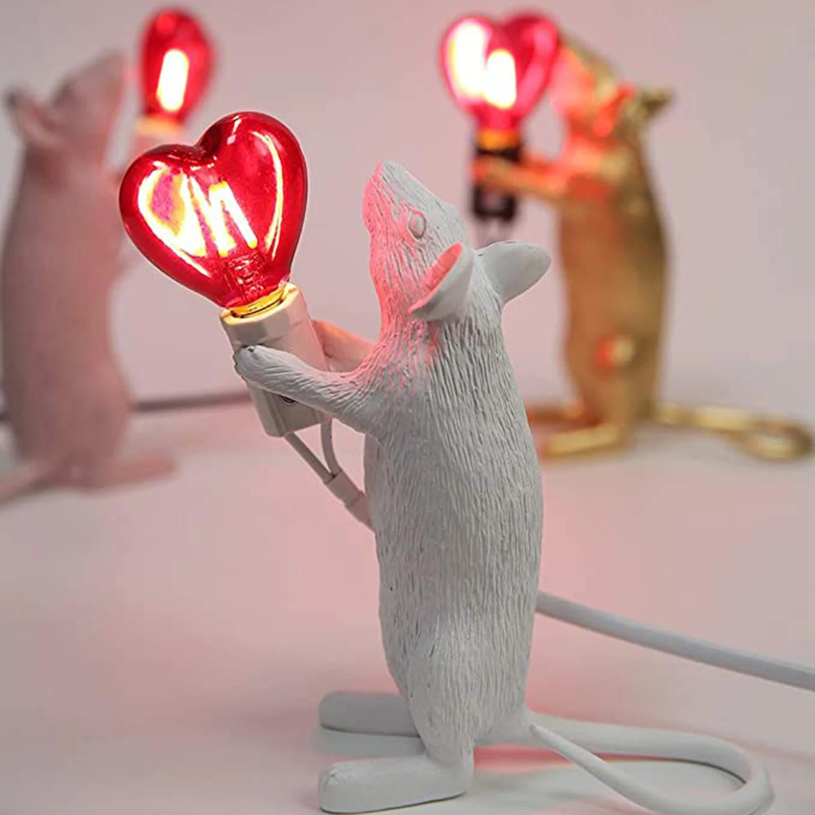 

Nordic Resin Animal Rat Mouse Table Lamp Small Mini Mouse Cute LED Night Lights Home Bedside Desk Decor DRSA889