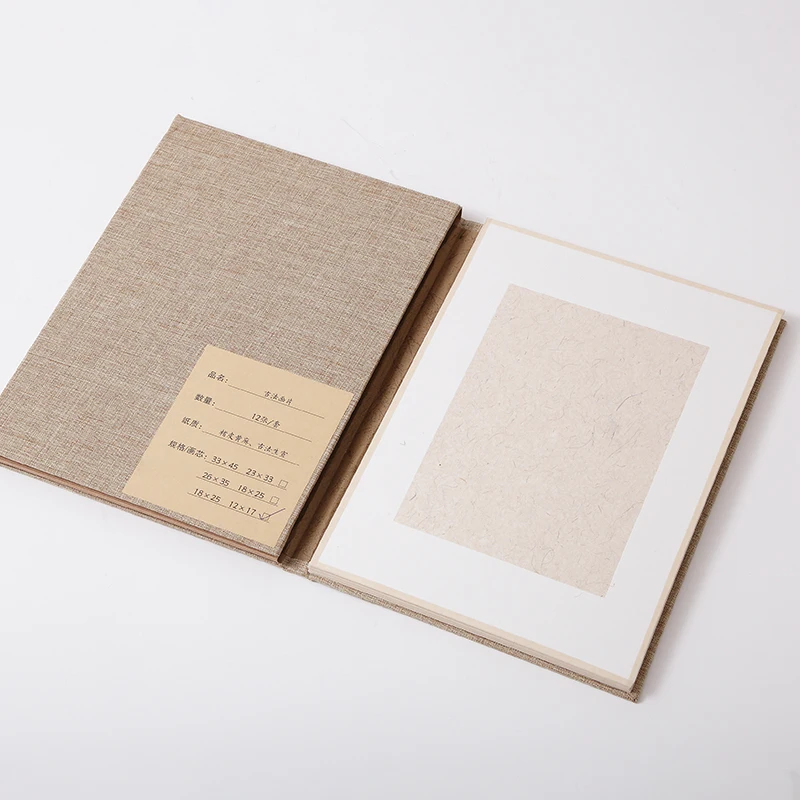 Chinese Rice Paper Card 12Sheets Thicken Raw Xuan Paper Cards Calligraphy Watercolor Painting Lens Paper Cards with Gift Box