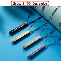 2020 fashion new black rectangle pendant necklace men trendy simple stainless steel chain men necklace jewelry gift