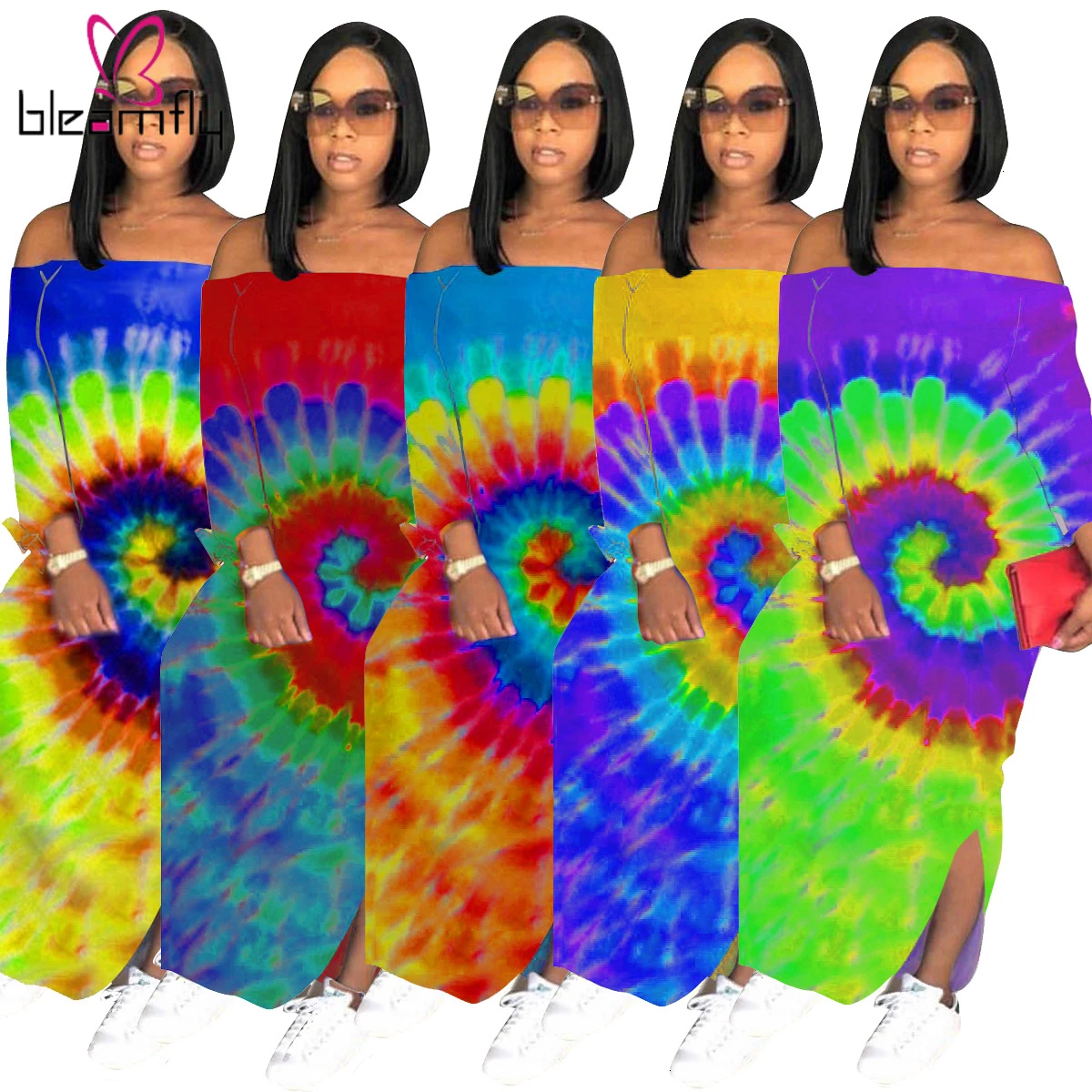 2019 женское летнее платье с открытыми плечами принтом черными дырками разрезом