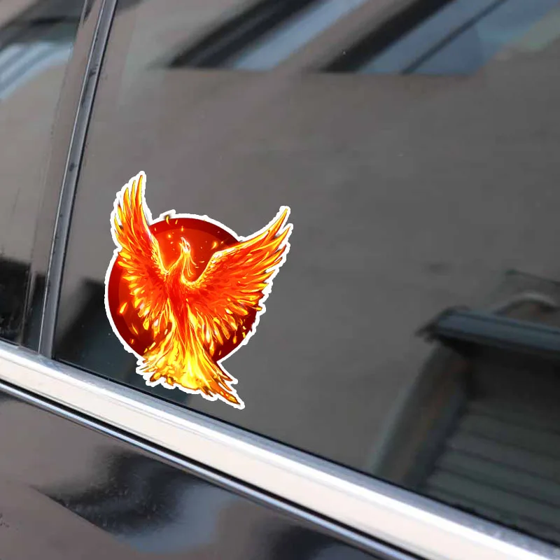 

JuYou Funny Stickers Exterior Accessories Unique Flame Phoenix Burning Flying Wings Decor Personalized Car Sticker PVC Colored