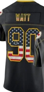 

Steelers T.J. Черная футболка Watt с флагом США