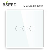 bseed touch switch 3 gang 1 way light touch switch with glass panel black white gloden touch switch eu uk standard