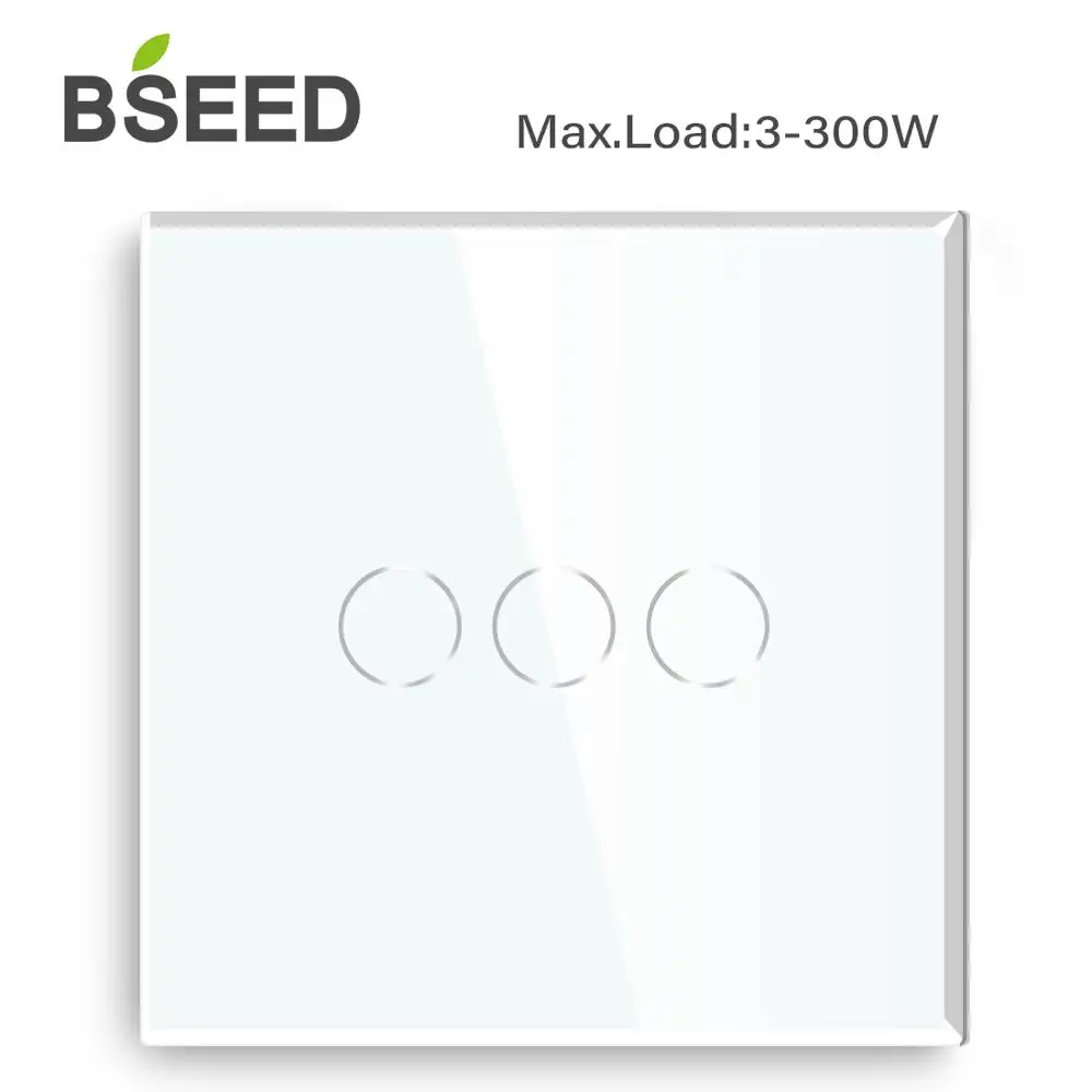 Bseed сенсорный выключатель 3 банды 1 способ светильник со стеклянной панелью