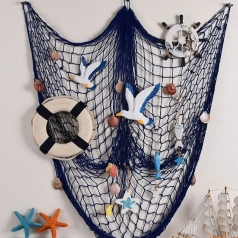 Плетеная рыболовная сеть ручной работы в средиземноморском стиле подвесная