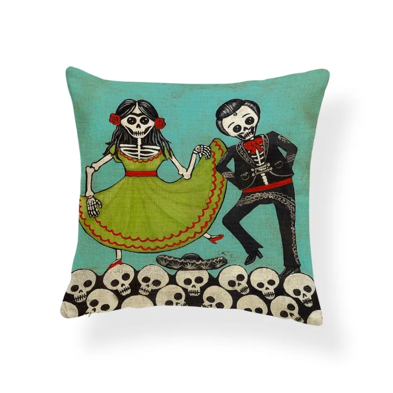 Ужасная Милая наволочка черный череп тыква кот мультфильм квадратная украшение