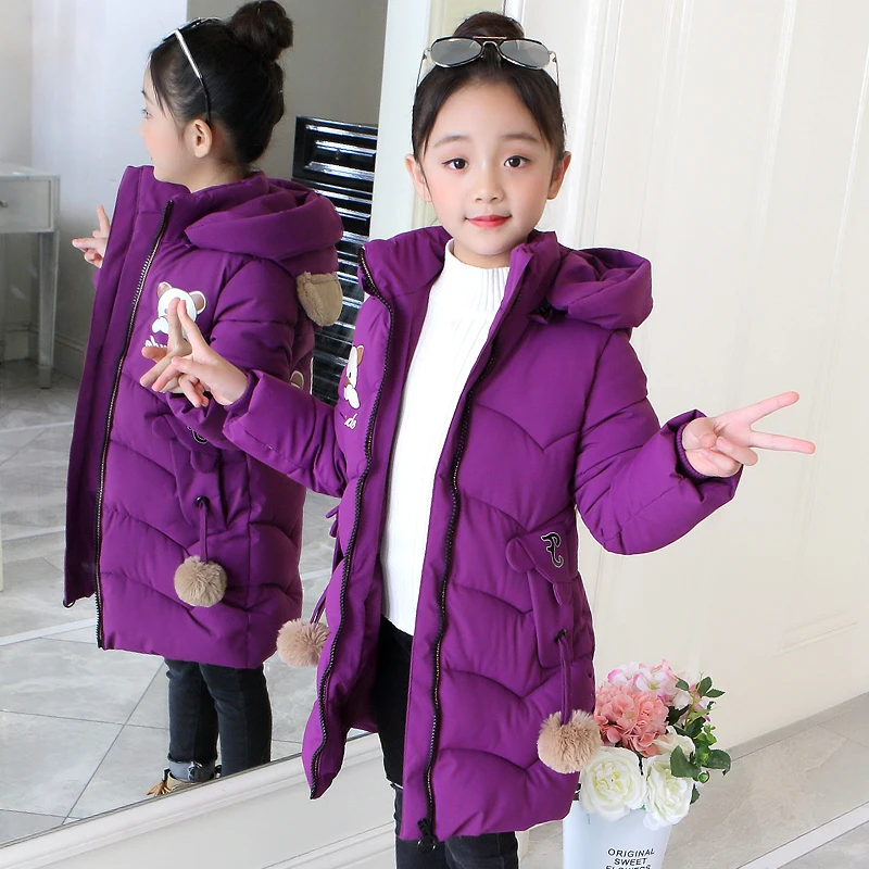 Зимние куртки для девочек детское теплое пальто детская плотная одежда с принтом