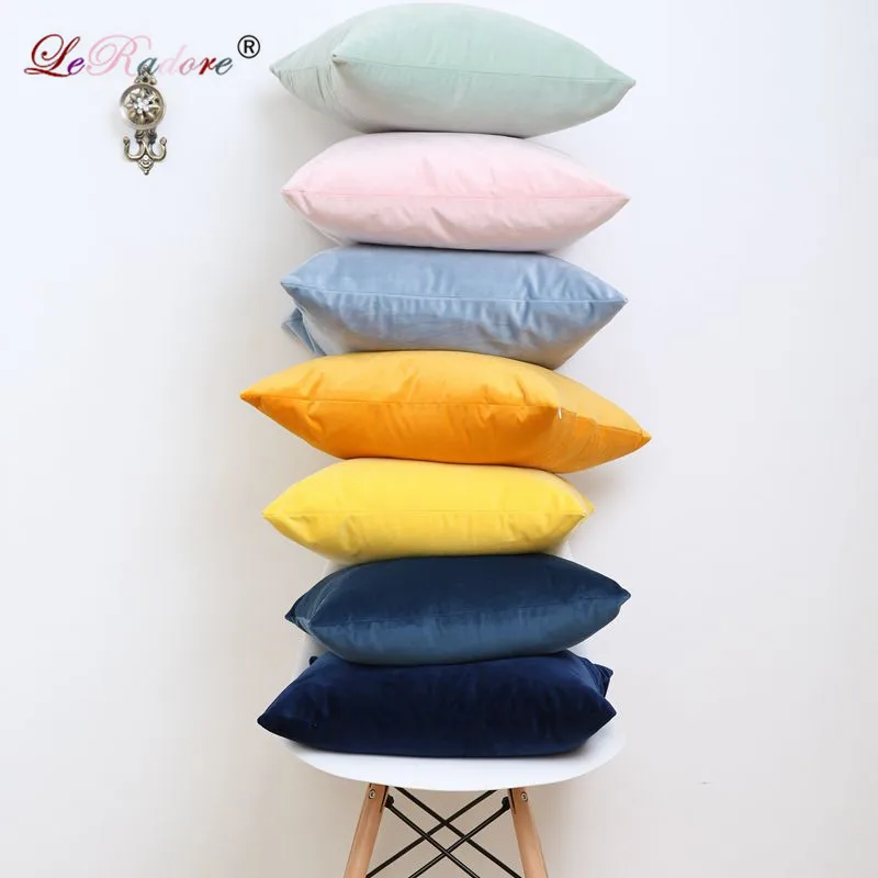 LeRadore Роскошное однотонное голландское бархатное покрытие для подушки наволочки