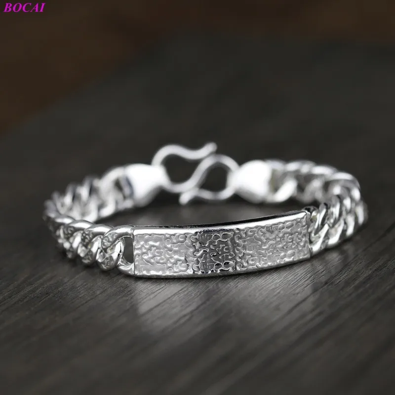 

BOCAI Solide S999 Sterling Silver Bracelet Men's Jewelry Lovers Women's Simple Personality Fashion Thai Silver Craft Bracelets