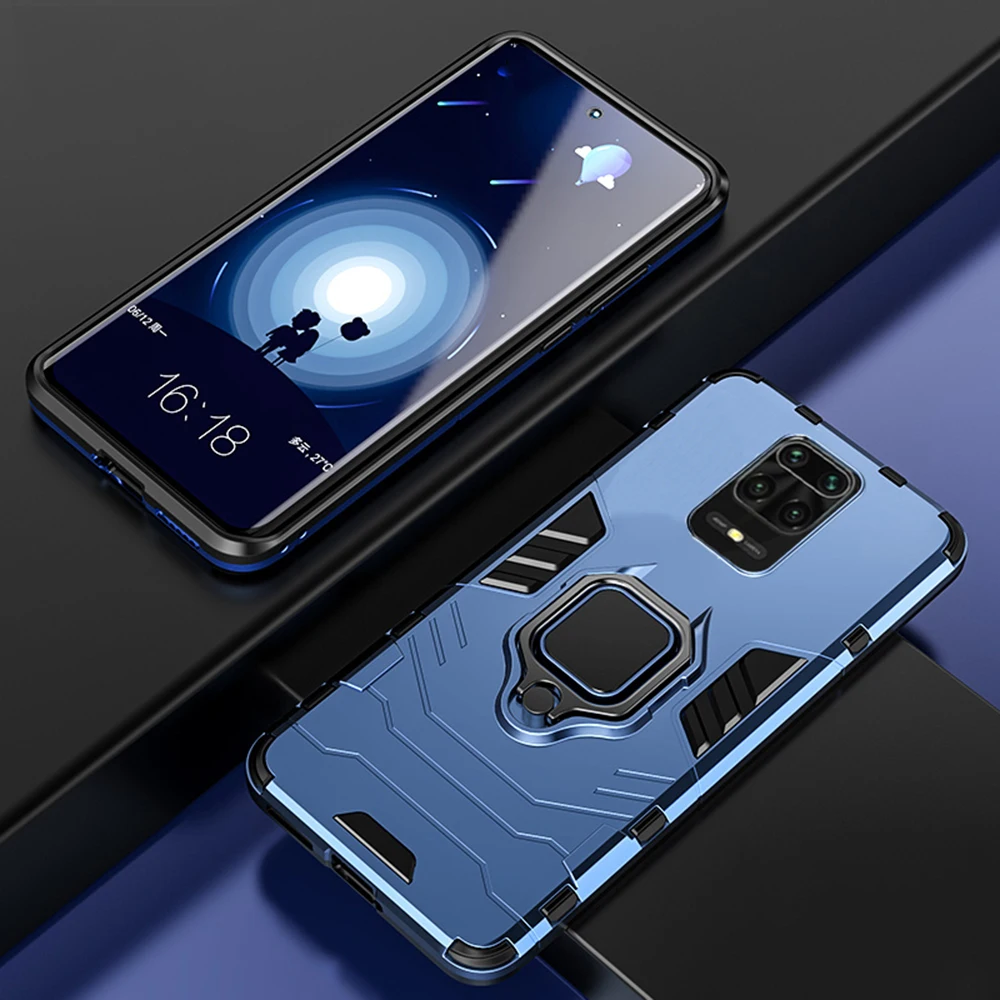 

Hard Case For Xiaomi Redmi Note 9S 9 S Case Dual Shockproof Silicone Cover Phone Stand Case on For Xiaomi Redmi Note 9S Funda