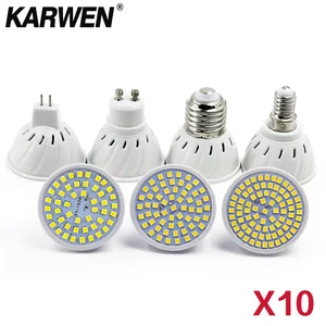 10Pcs/Lot Lampada LED Bulb MR16 GU10 E27 E14 Bombillas LED Lamp 220V 240V 2835 SMD 48 60 80 LED Spotlight Indoor Lightint