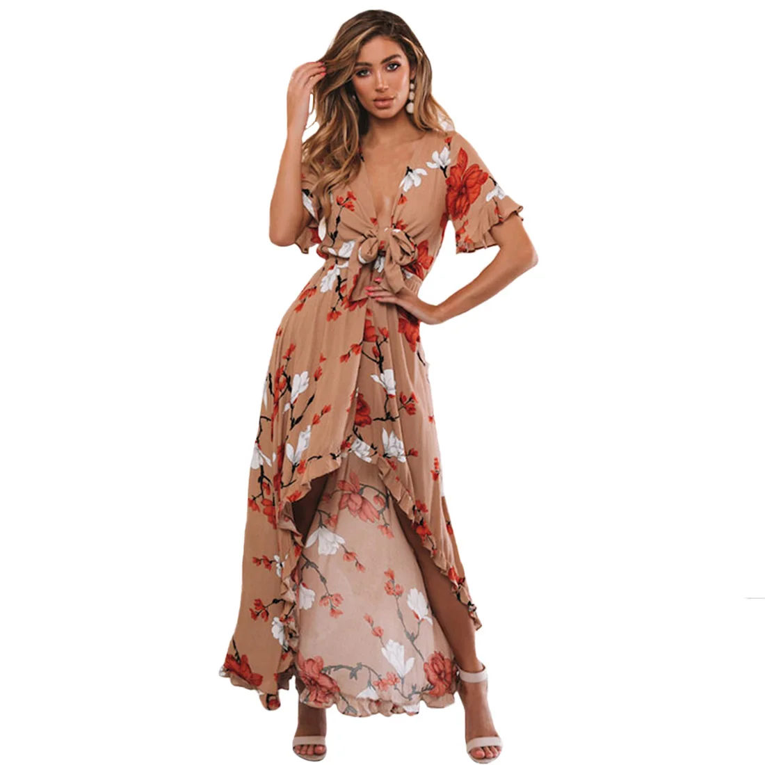 Сексуальное женское платье с глубоким v образным вырезом летние кружевные рукава