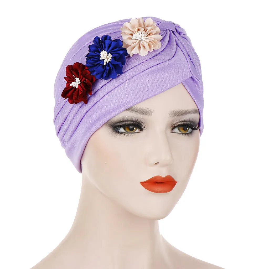 

Women Solid Floral India Hats Muslim Ruffle Cancer Chemo Beanie Turban Wrap Cap Breathable And Comfortable Fabric Hat Casquette
