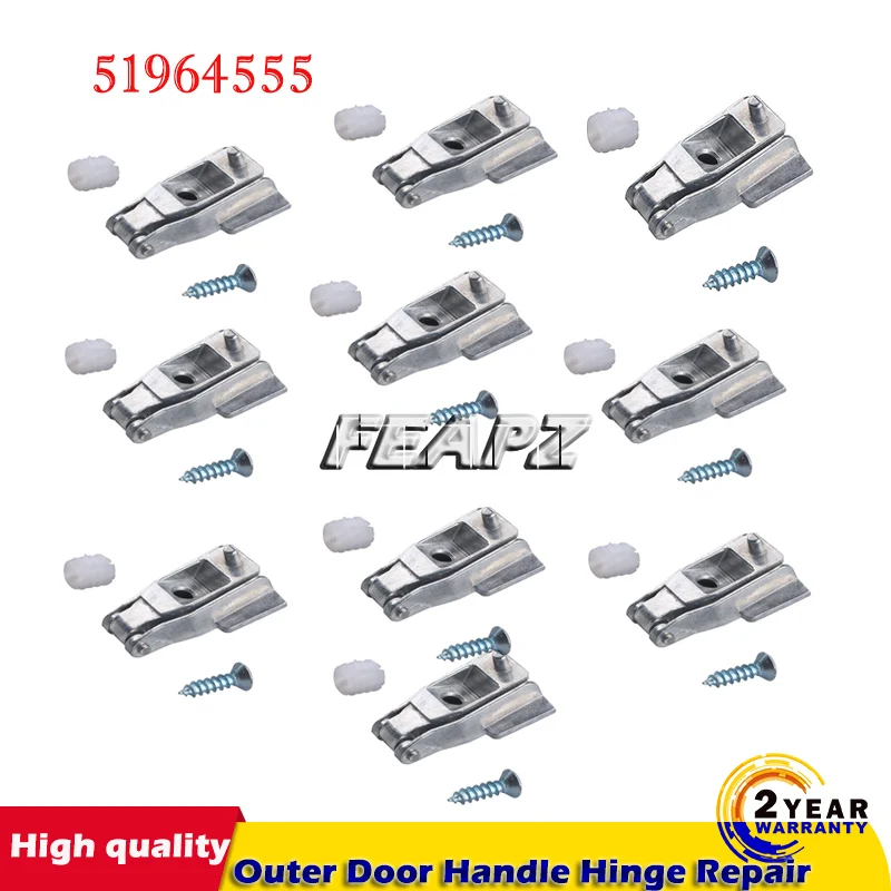 

10 PCS Car Chrome Metal Outer Door Handle Hinge Repair Driver Passenger Side Replacement Repair Kit For Fiat 500OS / NS 51964555