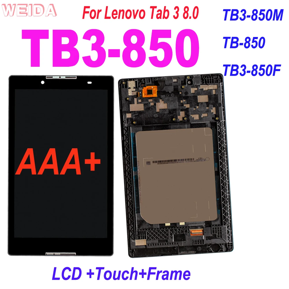 New 8'' LCD For Lenovo Tab 3 TAB3 8.0 Tab3-850 TB3-850M TB-850 TB3-850F Touch Screen Digitizer LCD Display Assembly with Frame 