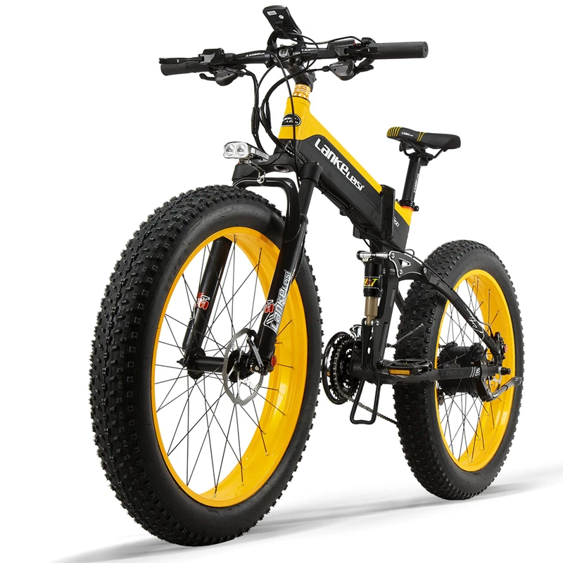 Bestellen LANKELEISI XT750Plus EU Freies Schiff Falten Moped Elektrische Bike 26 Zoll Fett Reifen Für Schnee Städtischen Offroad Berg 500W 48V 40 KM/H