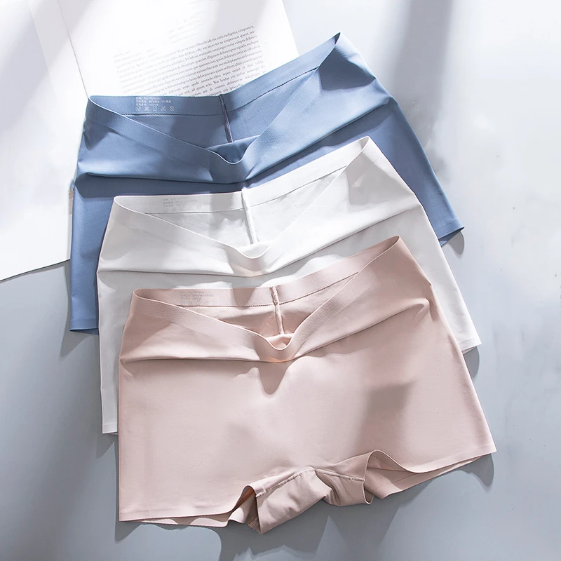 

Ice Silk Underpant Seamless Thin Under Skirt Female Boxer Shorts Anti-glare Cozy Ladies Pants Underwear