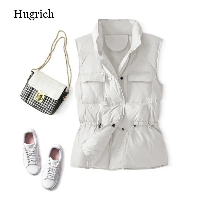 Женский пуховой жилет куртка без рукавов теплая на белом утином пуху модная